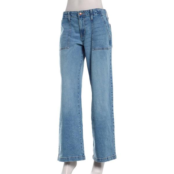 Juniors Celebrity Pink Mid Rise Porkchop Pocket Wide Leg Jeans alternate view