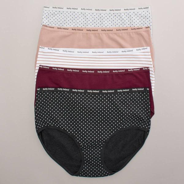 Plus Size Kathy Ireland 5pk. Cotton Briefs Panties - 5PKBF1338X alternate view