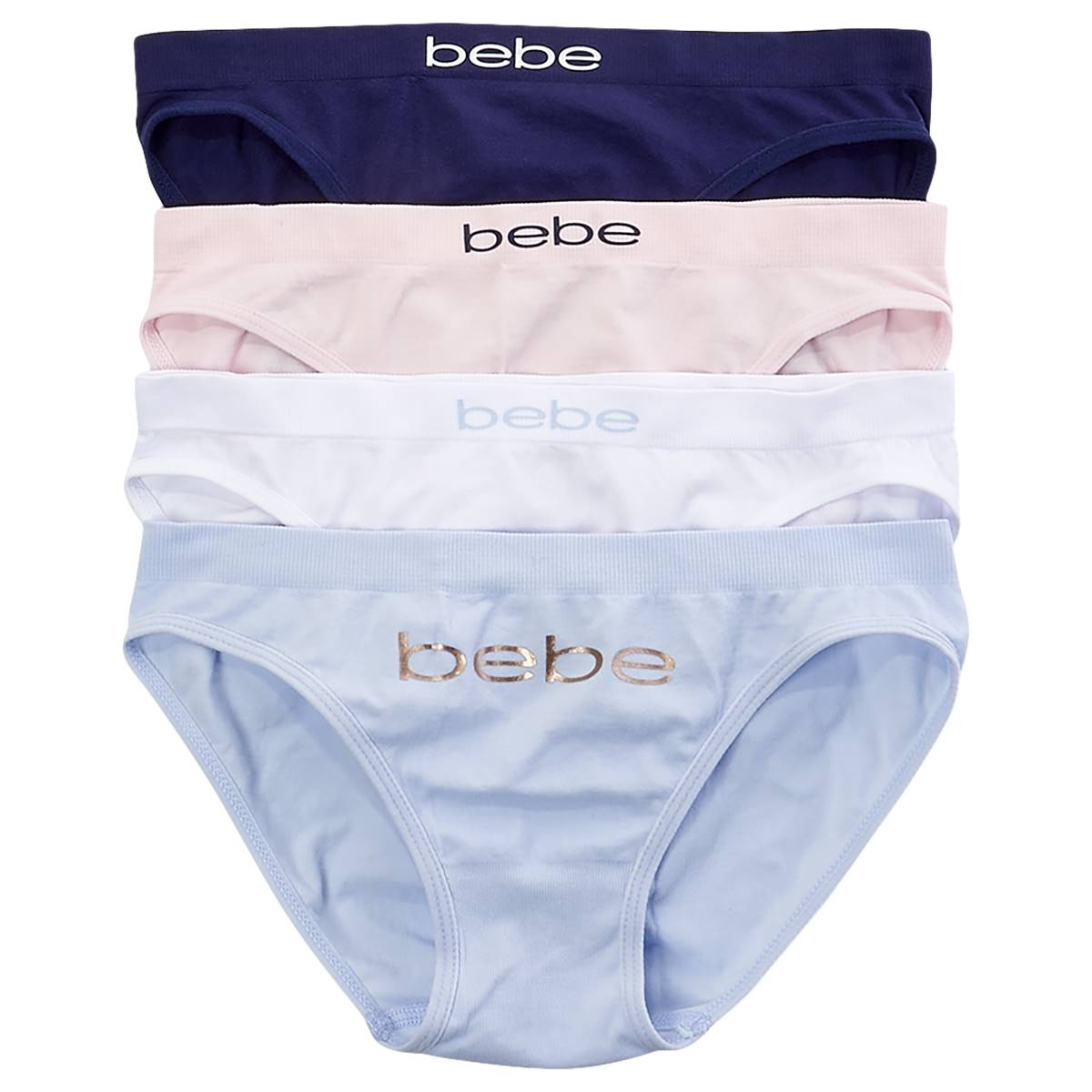 Girls (7-16) Bebe 4pk. Solid Logo Bikini Underwear