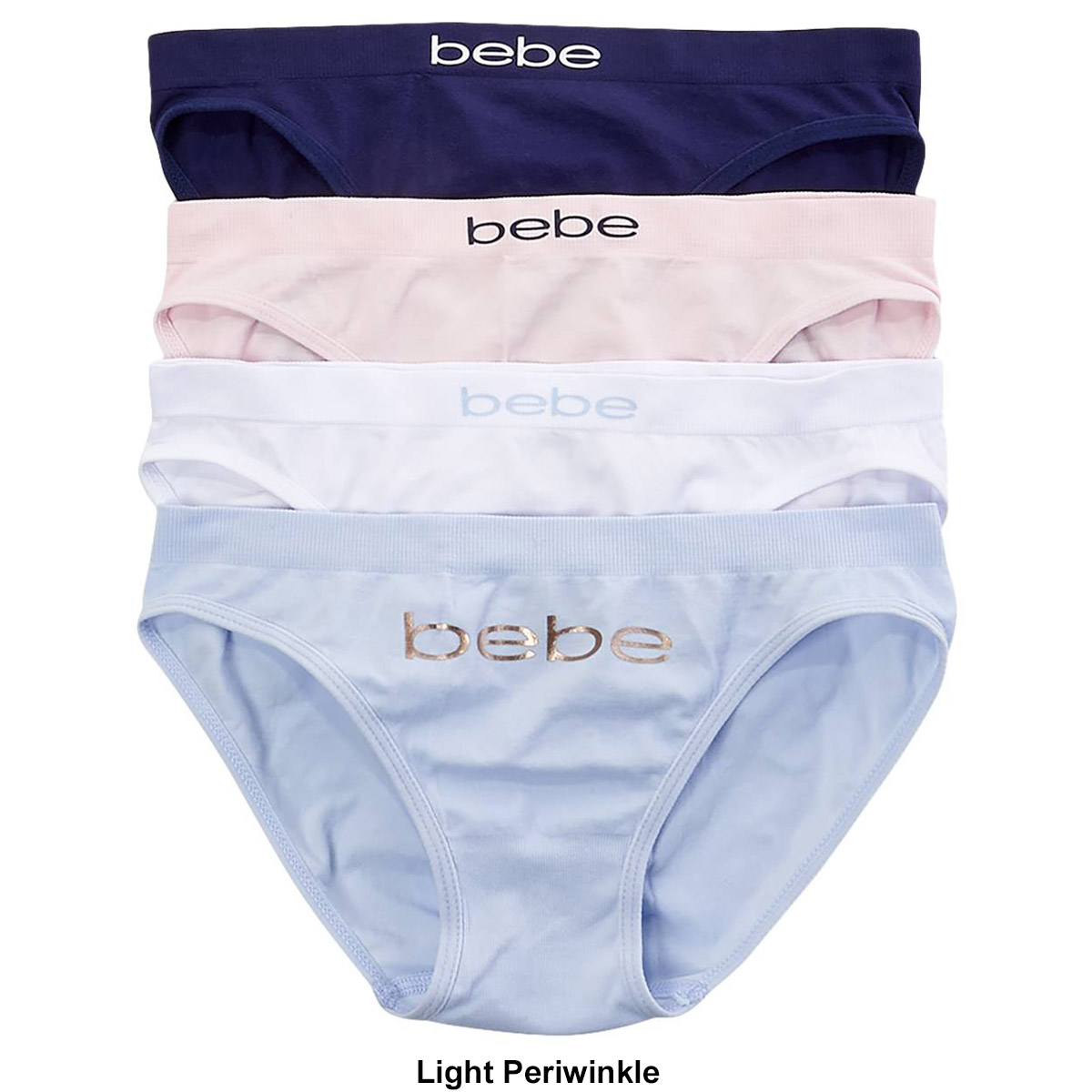 Girls (7-16) Bebe 4pk. Solid Logo Bikini Underwear