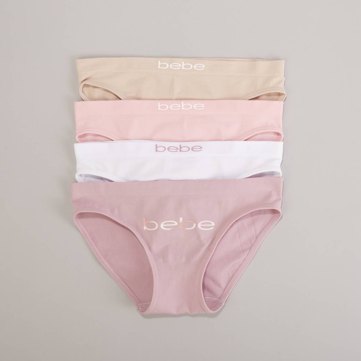 Girls Bebe 4pk. Emblem Seamless Bikini Underwear