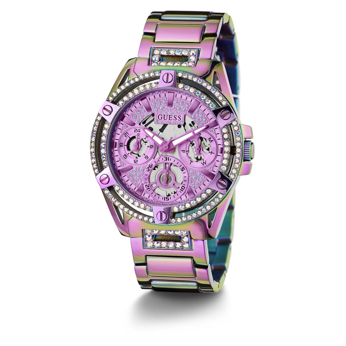 Womens GUESS Watches(R) Iridescent Stainless Steel Watch - GW0464L4