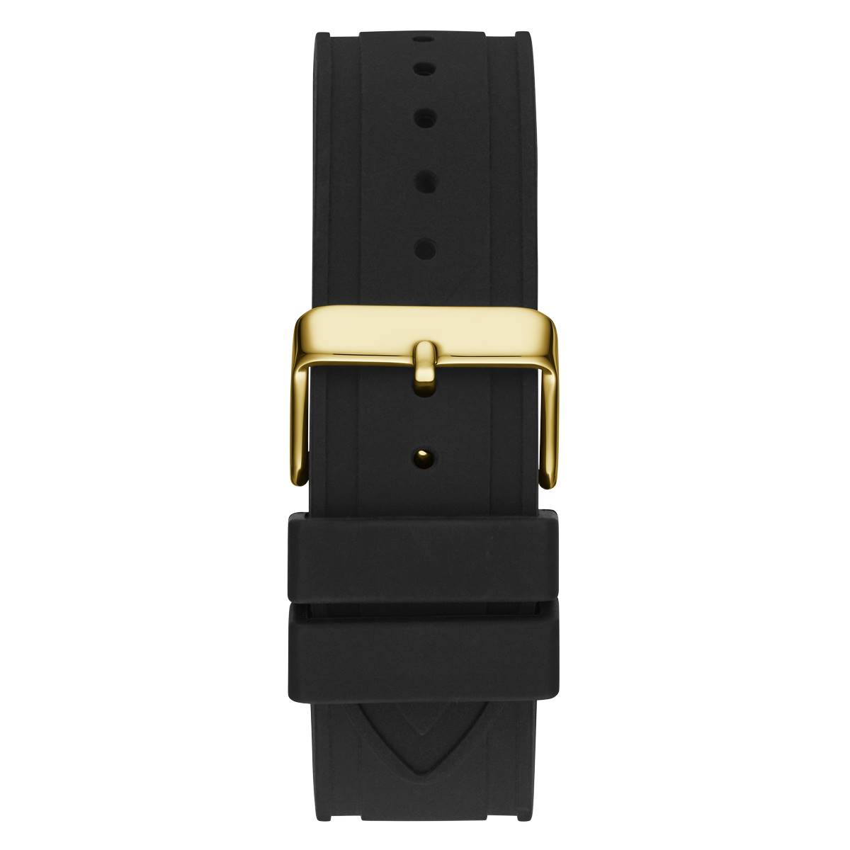 Mens GUESS Watches(R) Gold Tone Case Black Silicone Watch -GW0518G2