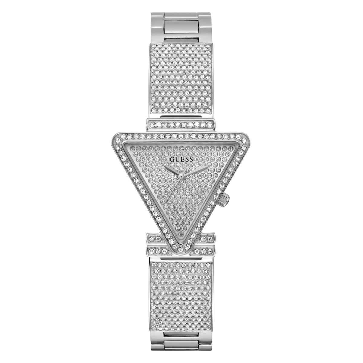 Guess Watches(R) Silver Tone Crystal Triangle Analog Watch-GW0644L1