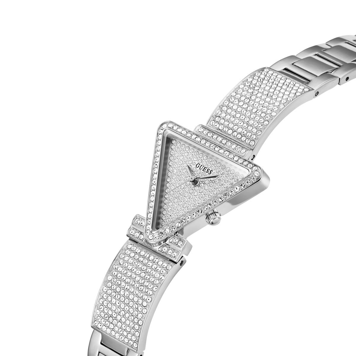 Guess Watches(R) Silver Tone Crystal Triangle Analog Watch-GW0644L1