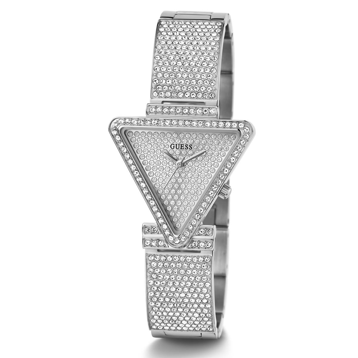 GUESS Watches(R) Silver Tone Crystal Triangle Analog Watch-GW0644L1