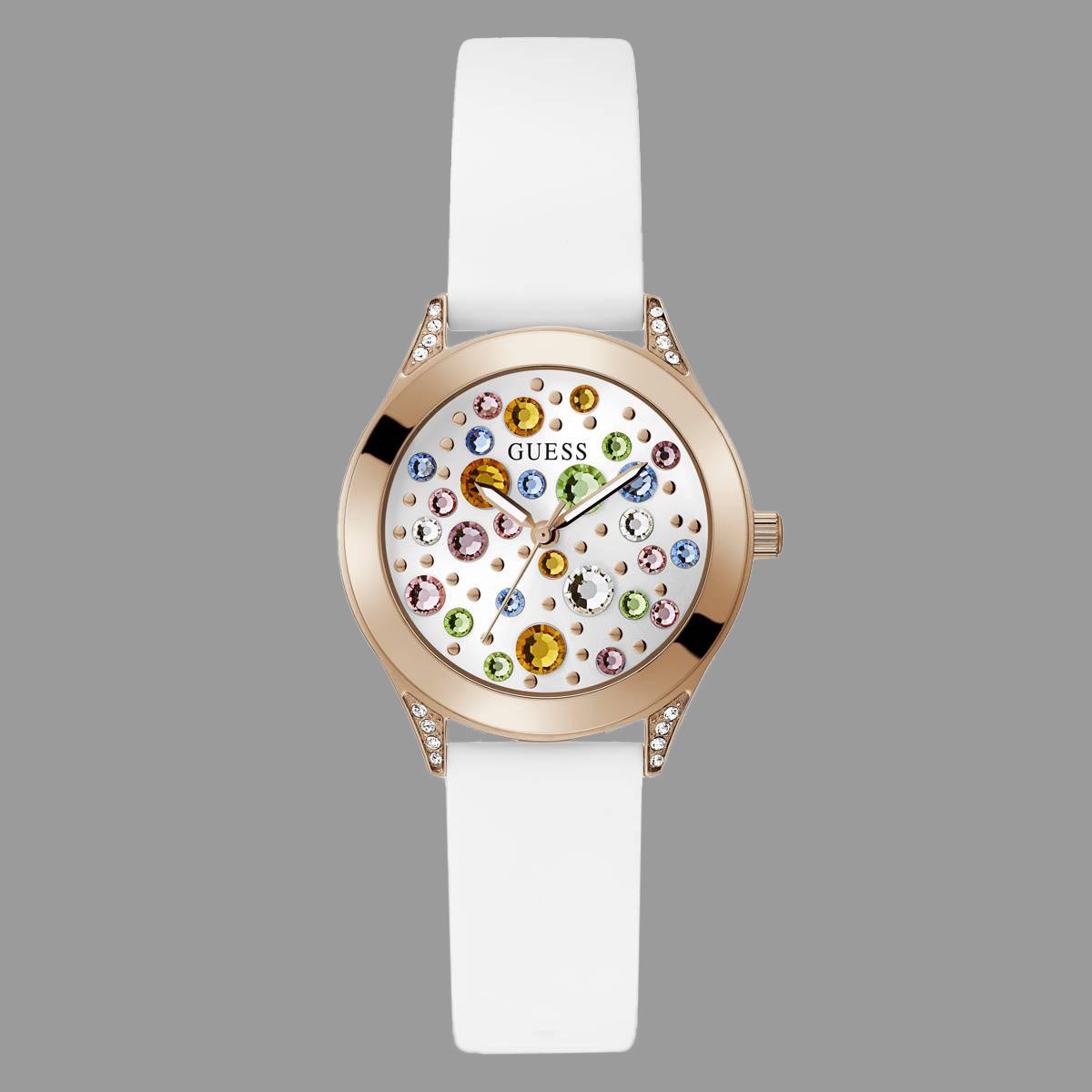 Womens GUESS White Analog Watch - GW0678L4