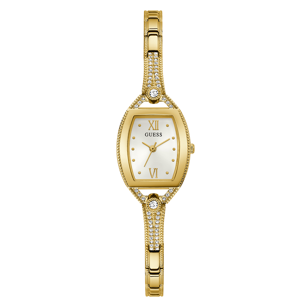 Womens GUESS Plated Gold Case With White Dial Watch-GW0249L2