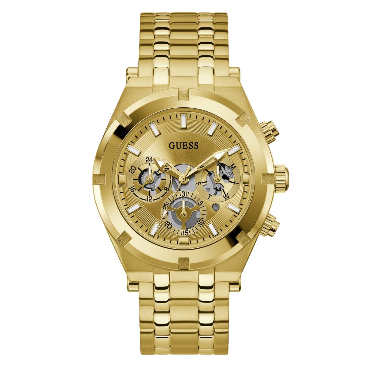 Mens GUESS Watches(R) Gold Case Stainless Steel Watch - GW0260G4