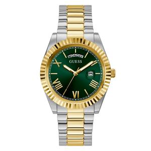 Mens GUESS Silver and Gold Strap Watch - GW0265G8