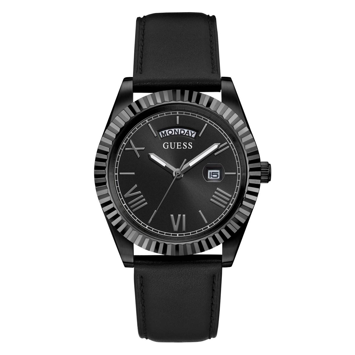 Mens GUESS Black Coin Edge Bezel Watch - GW0353G1