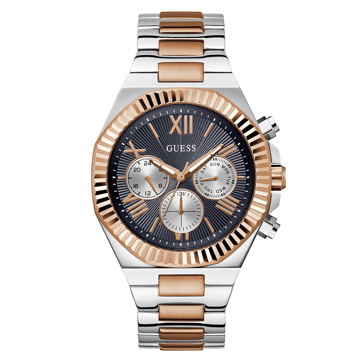 Mens GUESS Two-Tone Multi-Function Watch - GW0703G4