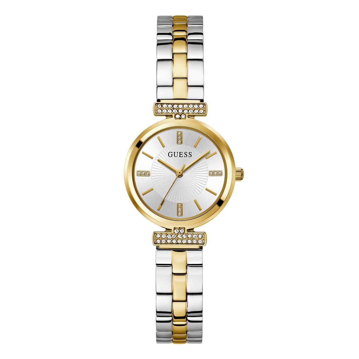 Womens GUESS Two-Tone Silver Dial Analog Watch - GW0762L5