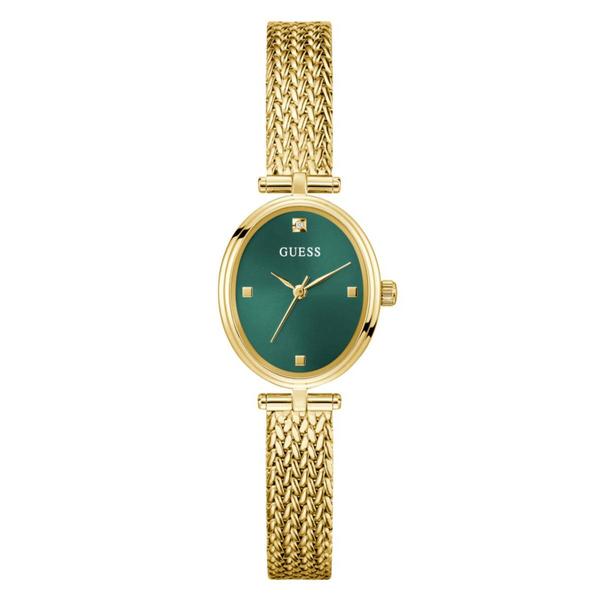Womens GUESS Ruby Gold-Tone Green Sunray Dial Watch - GW0935L2