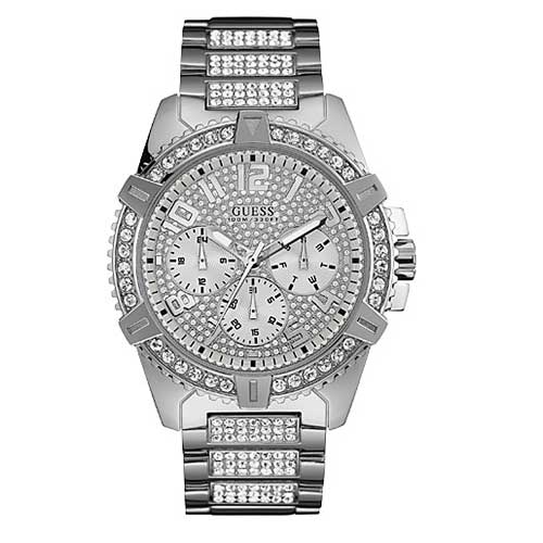 Mens GUESS Silver-Tone Showstopping Presence Watch - U0799G1