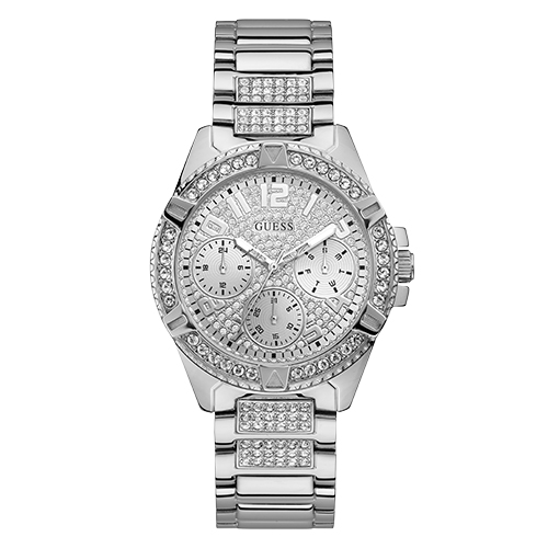 Womens GUESS Silver-Tone & Crystal Accented Watch - U1156L1