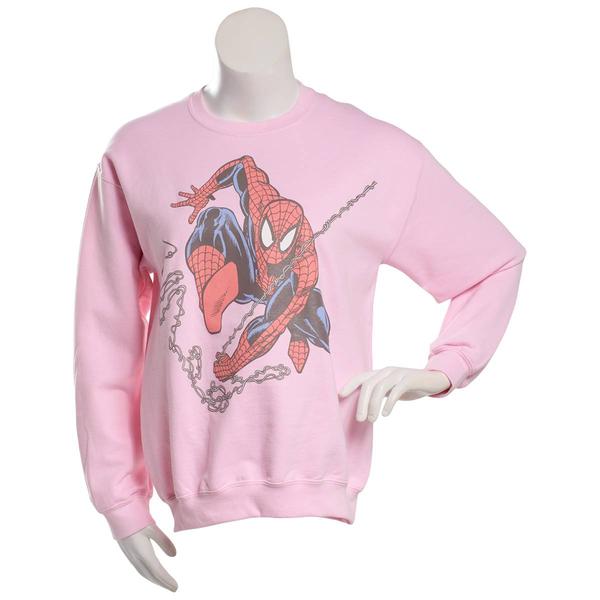 Juniors Hybrid Spider-Man Fly Web Crew Neck Fleece Sweatshirt