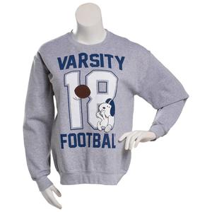 Juniors Hybrid Snoopy Varsity Football Crew Fleece Sweatshirt