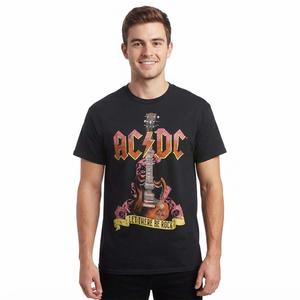 Young Mens ACDC Guitar Wings & Roses Graphic Tee