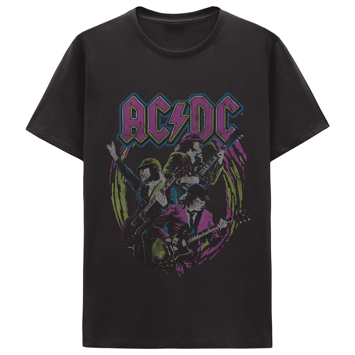 Young Mens Short Sleeve Retro AC/DC Graphic Tee