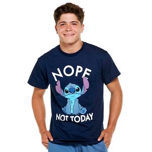 Young Mens Disney Stitch Nope Short Sleeve Graphic Tee