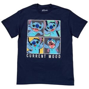 Young Mens Disney Stitch Current Mood Short Sleeve Graphic Tee