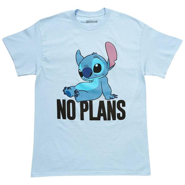 Young Mens Disney Stitch No Plans Short Sleeve Graphic Tee