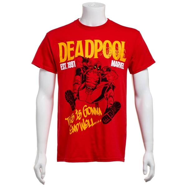 Young Mens Marvel Deadpool Windshield Graphic Tee