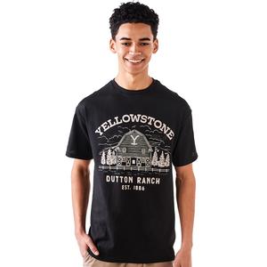 Young Mens Short Sleeve Yellowstone Dutton Barn Graphic Tee