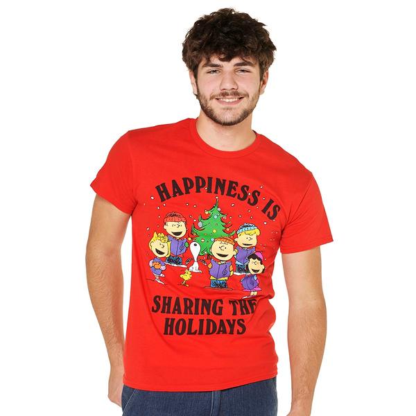 Young Mens Peanuts(tm) Sharing the Holidays Short Sleeve Graphic Tee