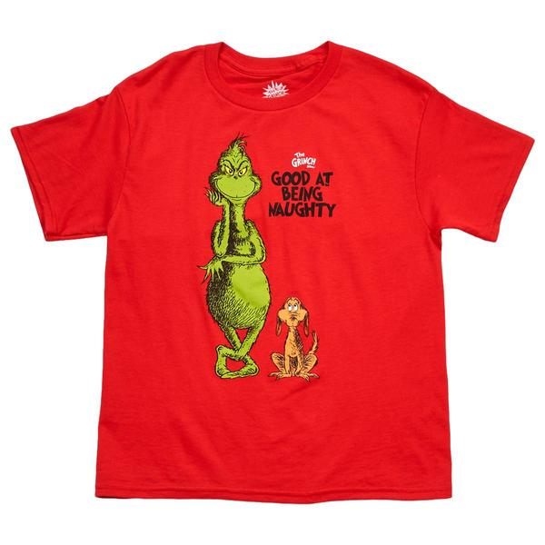 Boys (8-20) Good At Being Naughty Grinch Short Sleeve Tee