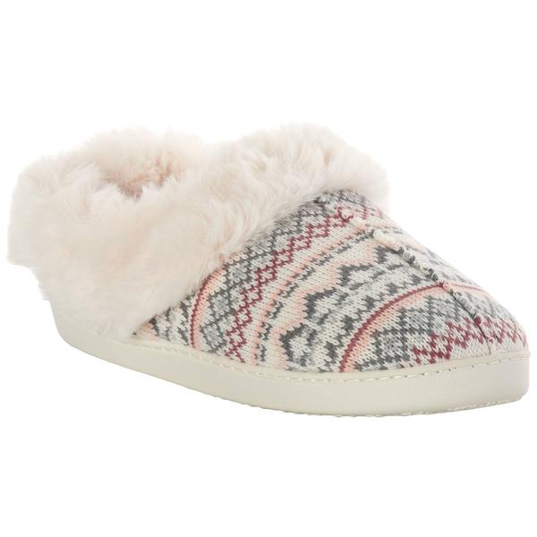 Womens Cuddl Duds(R) Fair Isle Clog Slippers w/ Faux Fur Collar