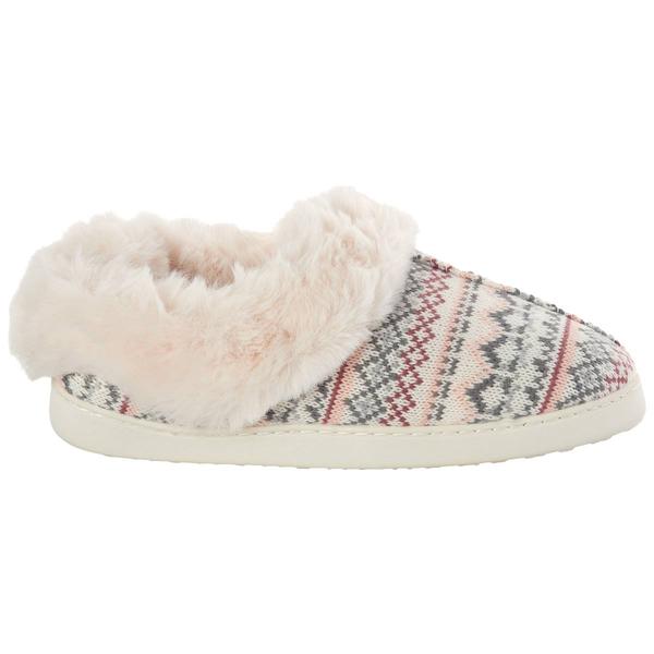 Womens Cuddl Duds(R) Fair Isle Clog Slippers w/ Faux Fur Collar alternate view