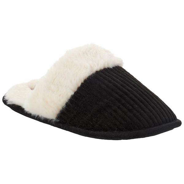 Womens Cuddl Duds(R) Corduroy Scuff Slippers with Faux Fur Collar
