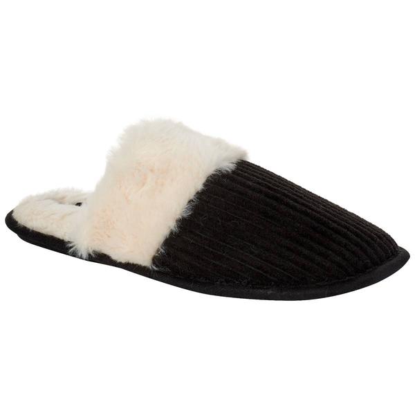 Womens Cuddl Duds(R) Corduroy Scuff Slippers with Faux Fur Collar alternate view