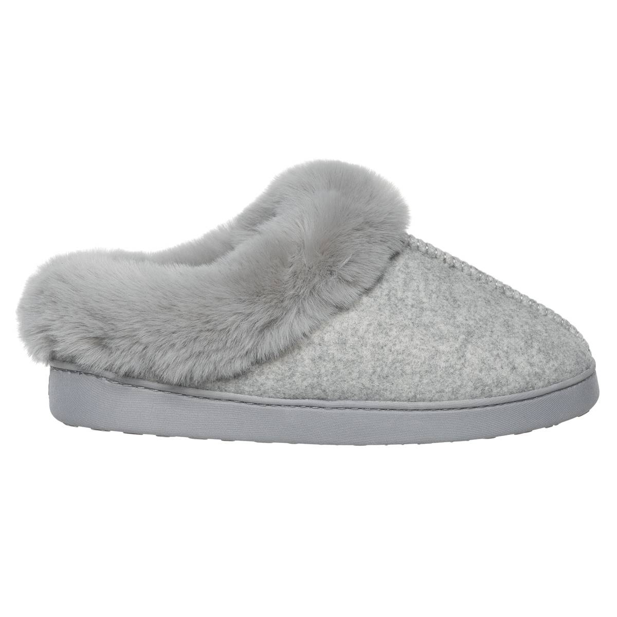 Womens Cuddl Duds(R) Boiled Wool Faux Fur Collar Clog Slippers