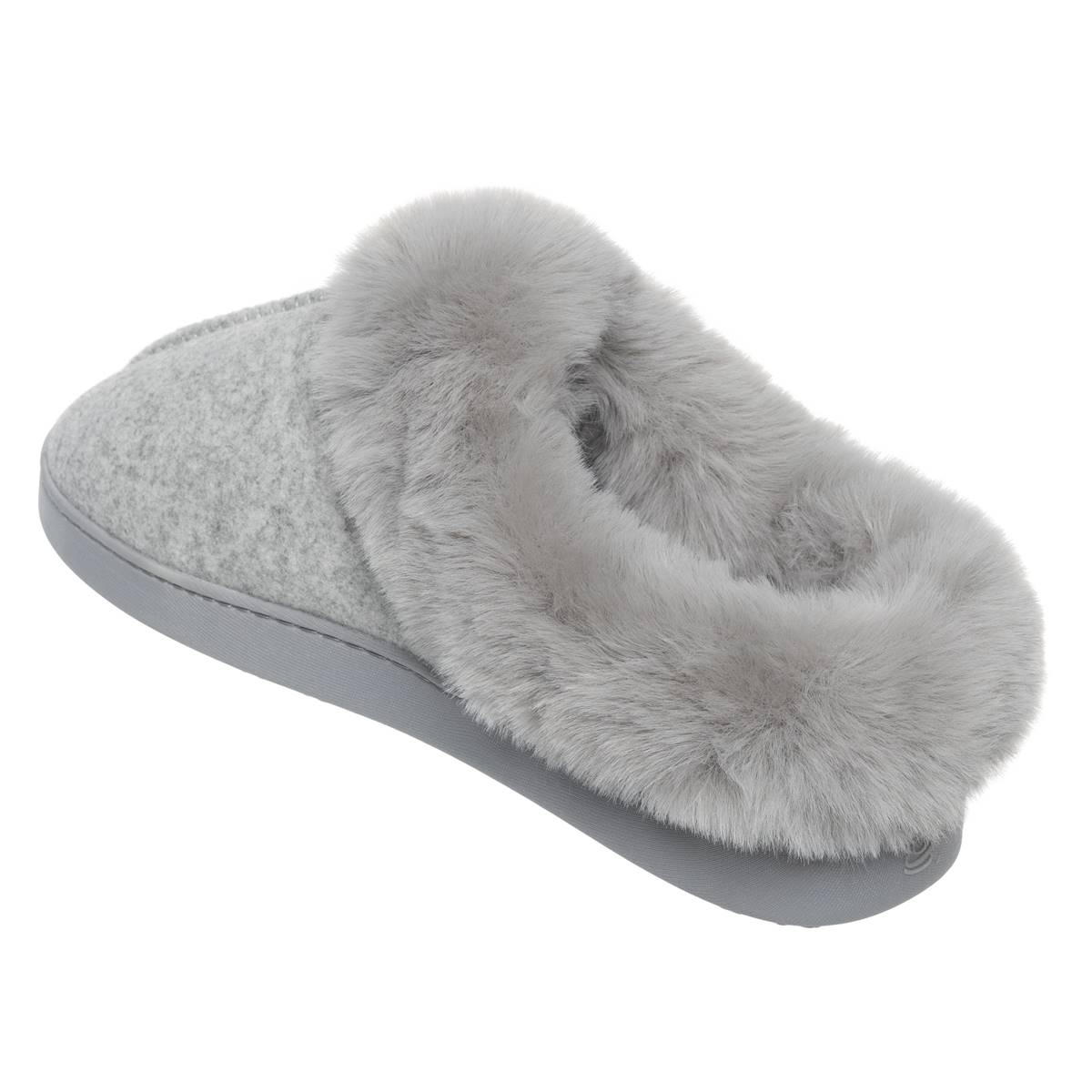 Womens Cuddl Duds(R) Boiled Wool Faux Fur Collar Clog Slippers