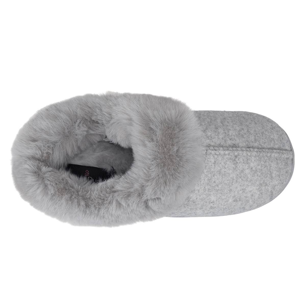 Womens Cuddl Duds(R) Boiled Wool Faux Fur Collar Clog Slippers