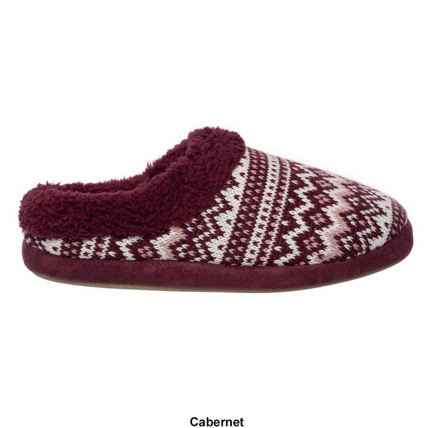 Womens Cuddl Duds(R) Fair Isle Faux Fur Collar Knit Clog Slippers alternate view