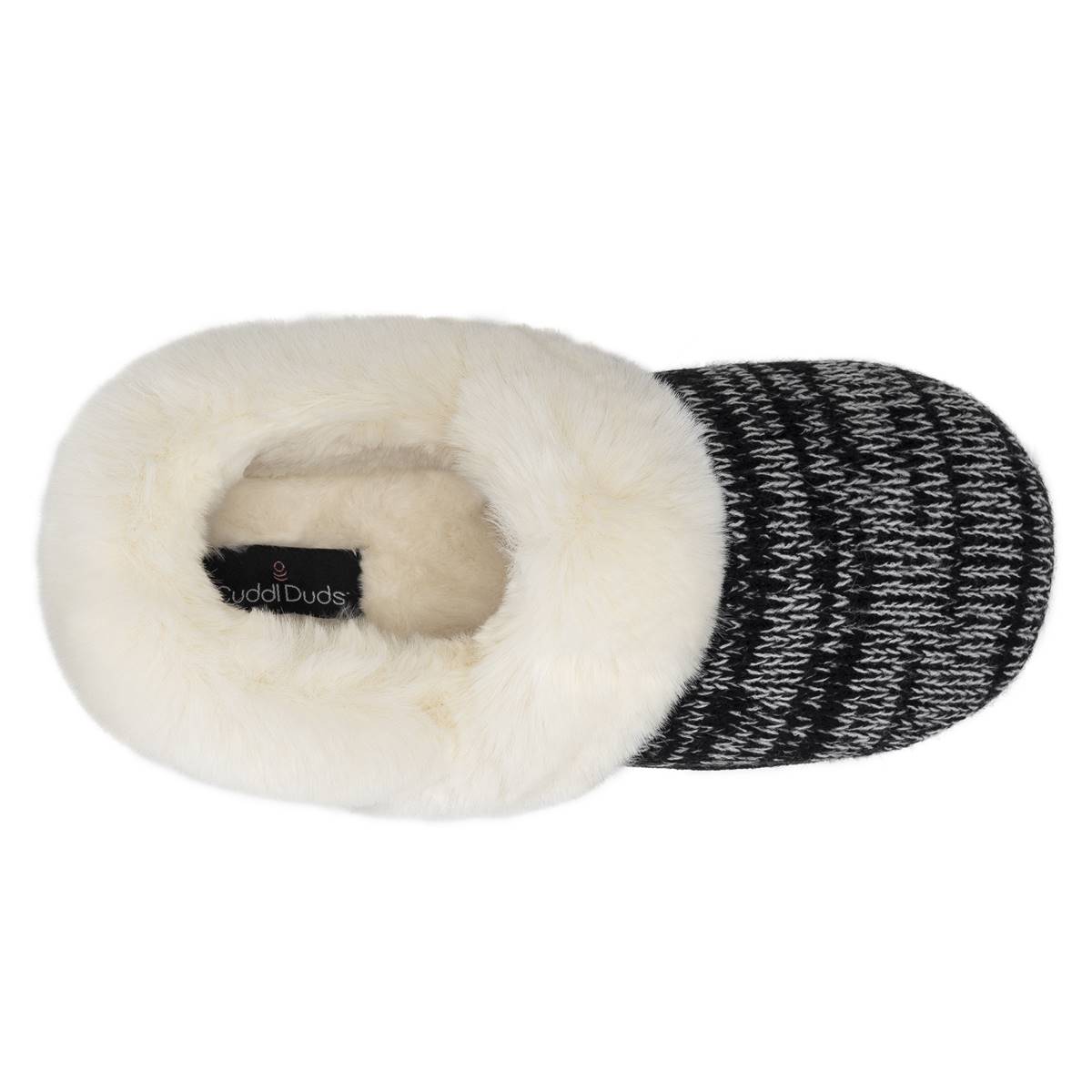 Womens Cuddl Duds(R) Twist Knit Faux Fur Collar Slippers