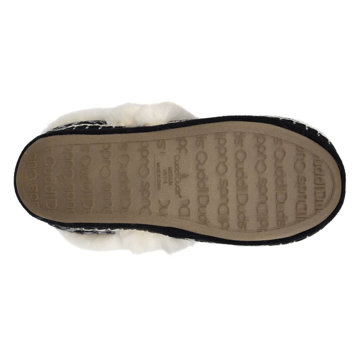 Womens Cuddl Duds(R) Twist Knit Faux Fur Collar Slippers