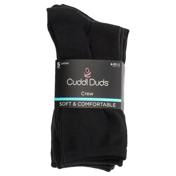Womens Cuddl Duds(R) 5pk. Flat Knit Crew Socks