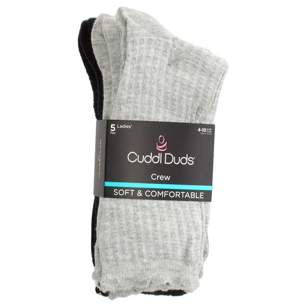 Womens Cuddl Duds(R) 5pk. Vertical Texture Crew Socks alternate view