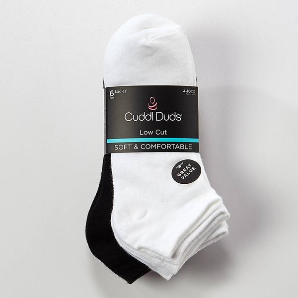 Womens Cuddl Duds(R) 6pk. Flat Knit Low Cut Socks