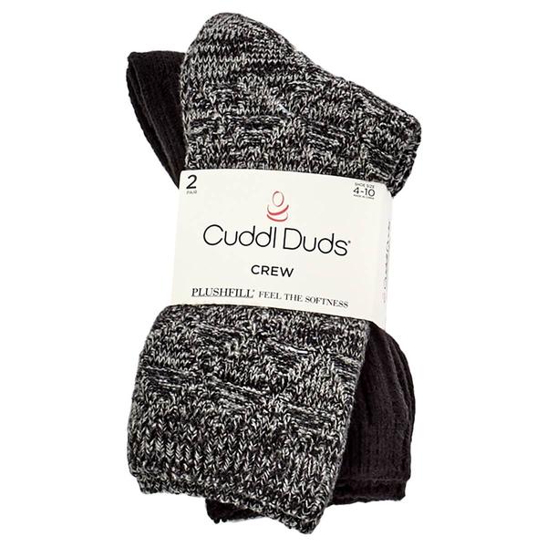 Womens Cuddl Duds(R) 2pk. Diamond & Purl Stitch Boot Crew Socks alternate view