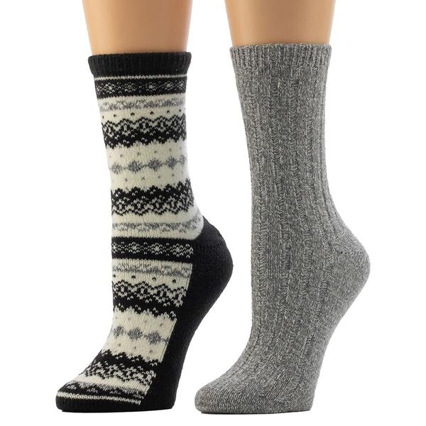 Womens Cuddl Duds(R) 2pk. Fair Isle Crew Socks