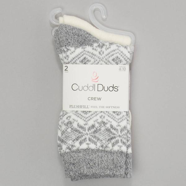 Womens Cuddl Duds(R) 2pr. Snowflake Crew Socks