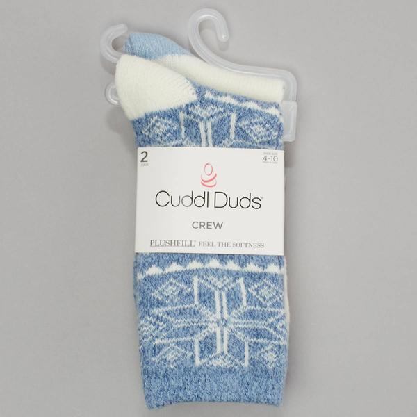 Womens Cuddl Duds(R) 2pk. Snowflake Boot Crew Socks