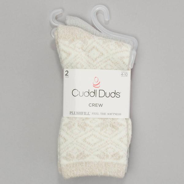 Womens Cuddl Duds(R) 2pr. Diamond Rib Crew Socks