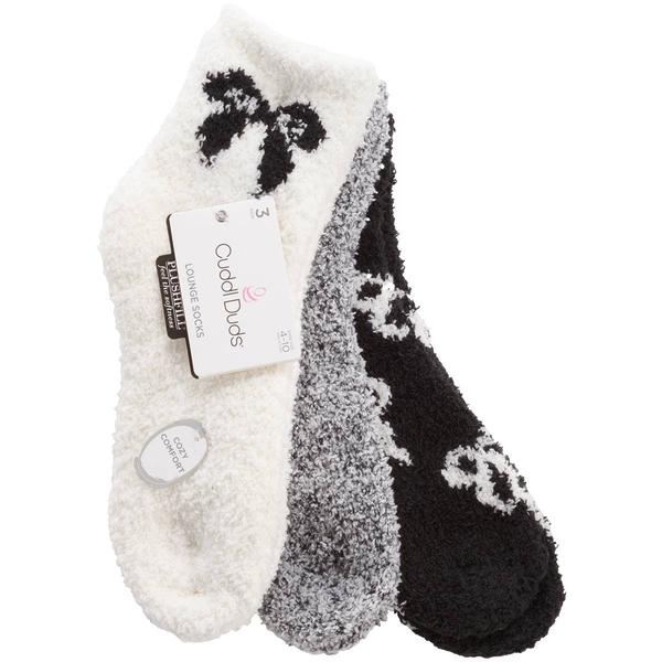 Womens Cuddl Duds(R) 3pk. Bow Cozies Crew Socks